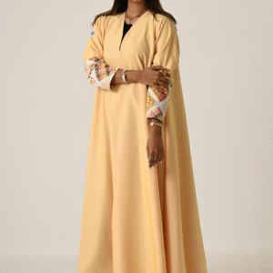 عباية كريب سرميك (تو فيس ) مع لنن مشجر