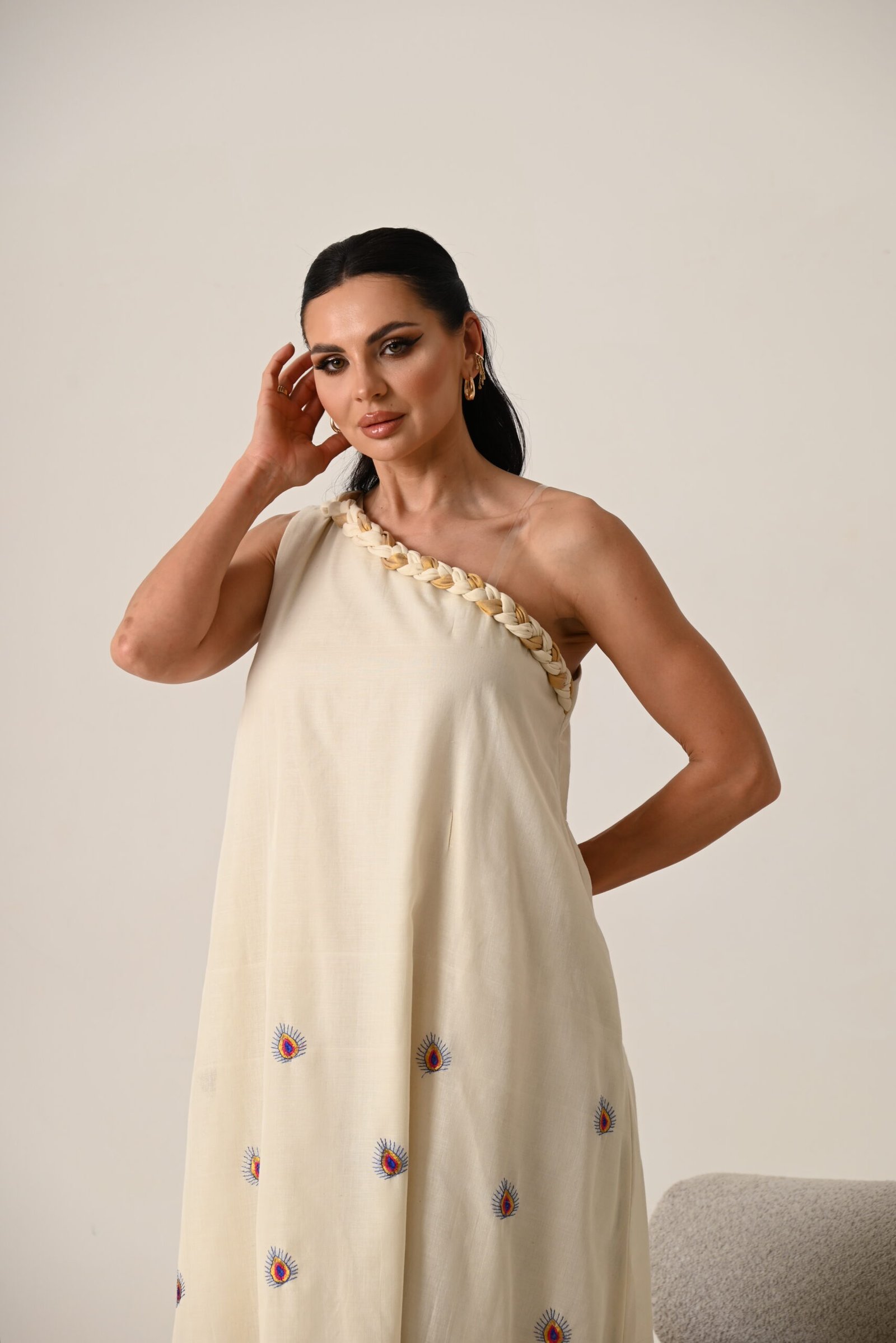 جلابية صيفية لون بيج - الصورة 2