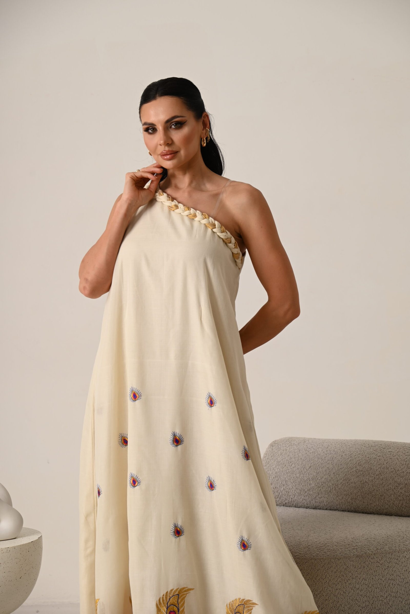 جلابية صيفية لون بيج - الصورة 4